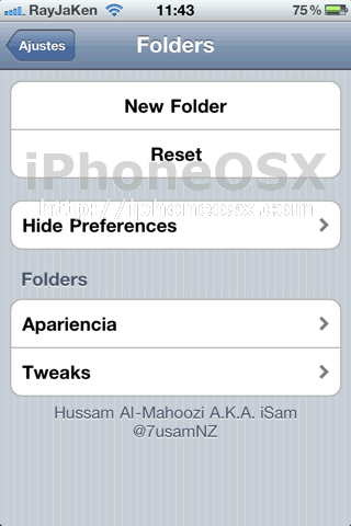 Interfaz Preference Folders