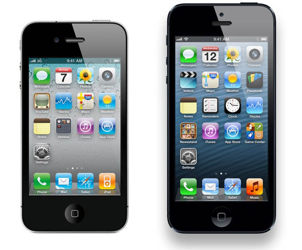Diferencias de tamaños entre el iphone 4S y el 5