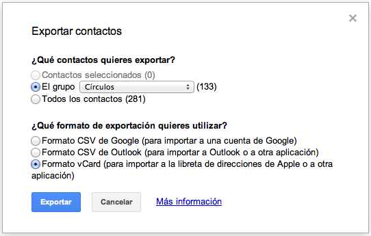 Contactos Google a iCloud