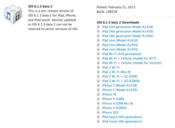 Apple lanza la beta 2 de iOS 6.1.3