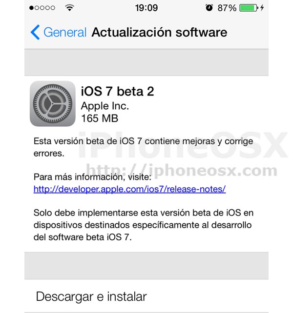 iOS 7 beta 2 para desarrolladores