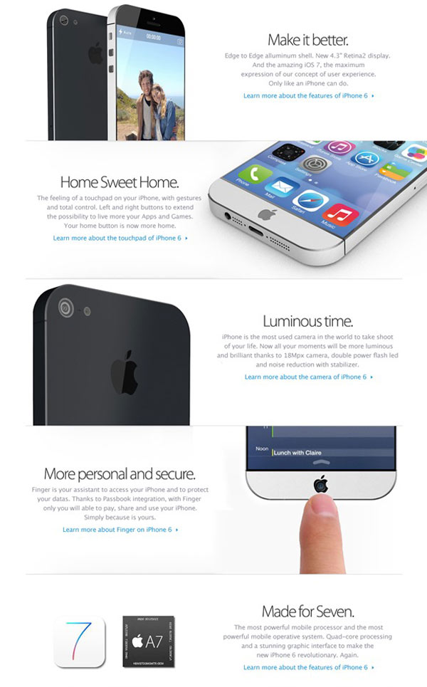 Concepto de iPhone 6 con la nueva versión iOS 7