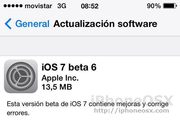 Disponible la beta 6 para desarrolladores de iOS 7 para iPhone