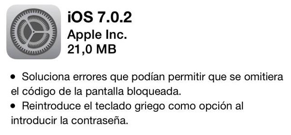 Ya podemos descargar la versión de iOS 7.0.2 para iPhone 5, 5C, 5S y 4S