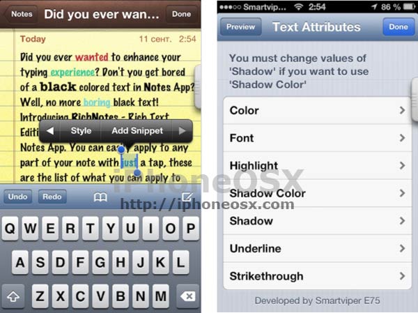 Mejora la aplicación Notas para iPhone con el tweak de Cydia RichNotes