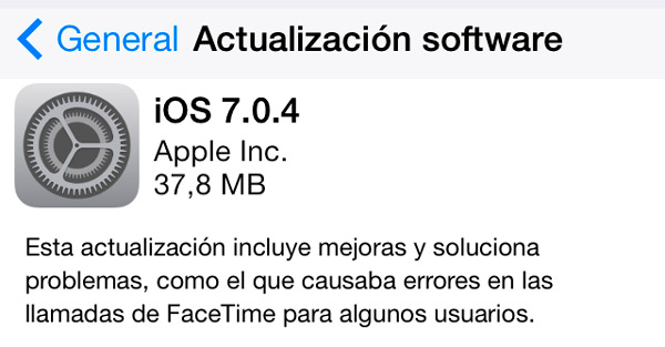 Ya está disponible para descargar iOS 7.0.4 para el iPhone