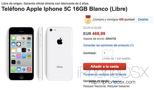 El iPhone 5C se puede comprar por 470 euros en España
