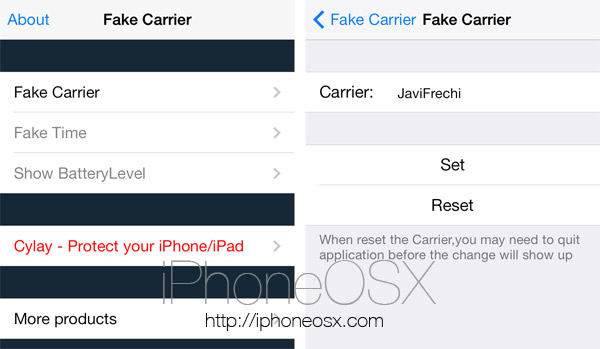 Tweak FakeCarrier para el iPhone