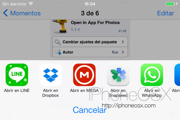 Tweak Open In App For Photos para iPhone