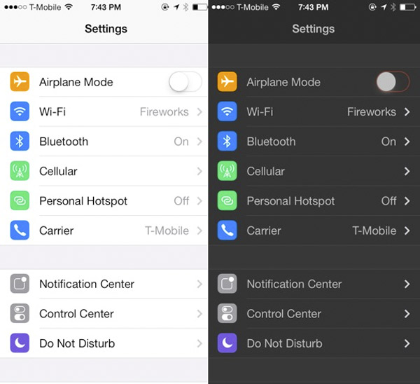 Un tweak para poner un modo noche a iOS 7 en el iPhone