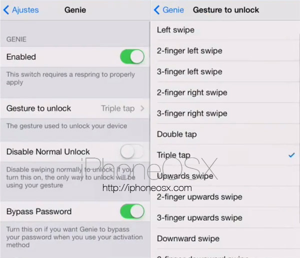 Configuración del Tweak Genie para el iPhone