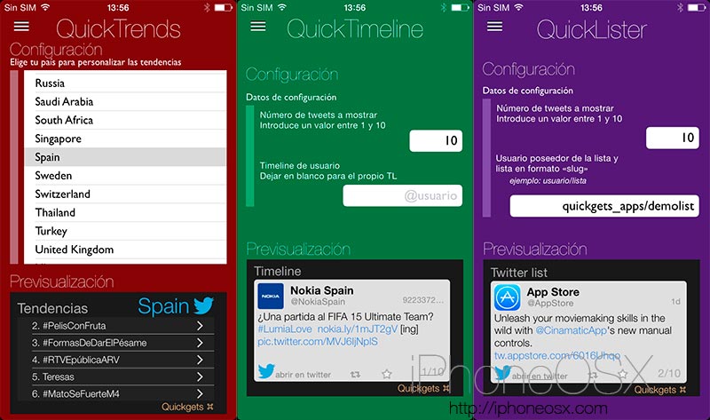 Quickgets Bird: Widgets de Twitter en tu iPhone con iOS 8