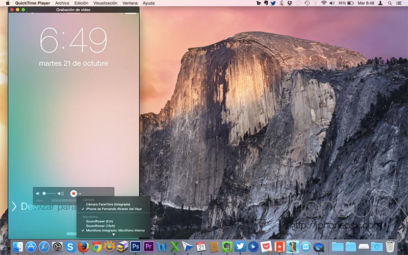 Cómo grabar la pantalla del iPhone desde Mac OS 10 Yosemite