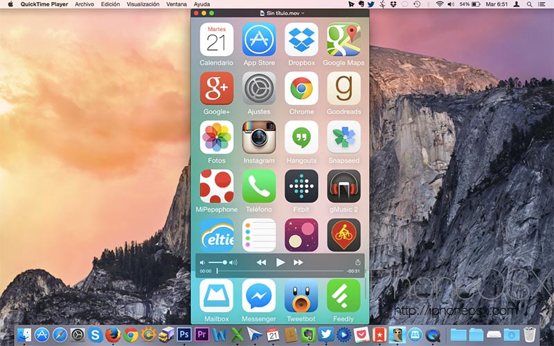 Cómo grabar la pantalla del iPhone desde Mac OS 10 Yosemite