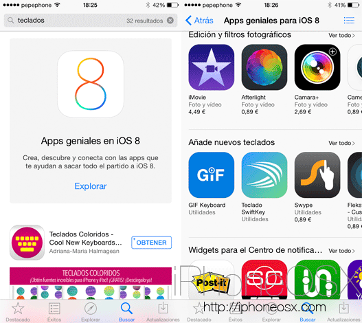 Selección de teclados de la App Store en iPhone